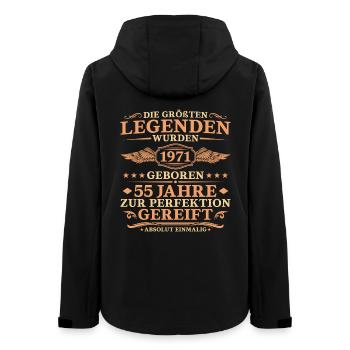 Größte Legenden 1971 geboren – 55. Geburtstag - Frauen Recycelte Softshelljacke von Stanley/Stella - Schwarz - Hinten - AI Model Female 172 light (172cm)