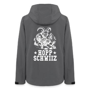 Hopp Schwiiz Eishockey Geißbock Schweizer Fan - Frauen Recycelte Softshelljacke von Stanley/Stella - Anthrazit - Hinten - AI Model Female 172 light (172cm)