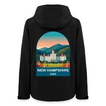 New Hampshire USA Vintage Poster Art - Women’s Recycled Softshell Jacket by Stanley/Stella - black - Back - AI Model Female 172 light (172cm)