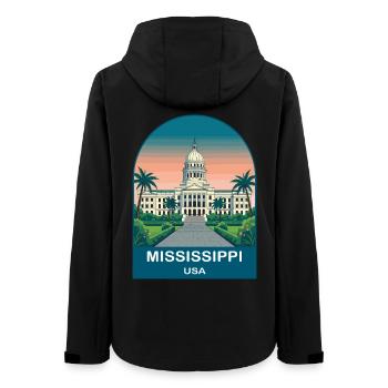 Mississippi USA Vintage Travel Poster - Women’s Recycled Softshell Jacket by Stanley/Stella - black - Back - AI Model Female 172 light (172cm)