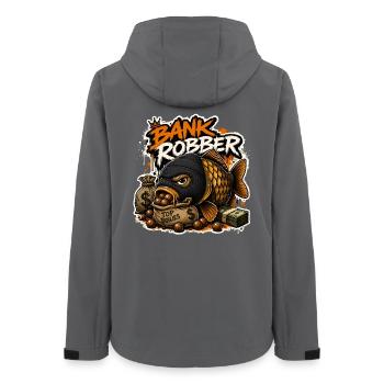 Bank Robber Funny Carp Fishing Design - Women’s Recycled Softshell Jacket by Stanley/Stella - anthracite - Back - AI Model Female 172 light (172cm)