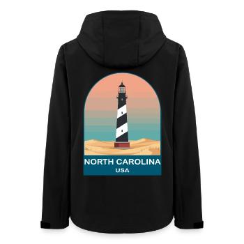 North Carolina USA Vintage-Reiseplakat - Frauen Recycelte Softshelljacke von Stanley/Stella - Schwarz - Hinten - AI Model Female 172 light (172cm)