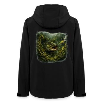 Pike Ambush Predator Fishing Design - Women’s Recycled Softshell Jacket by Stanley/Stella - black - Back - AI Model Female 172 light (172cm)