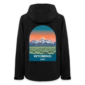 Wyoming USA Vintage-Reiseposter-Kunst - Frauen Recycelte Softshelljacke von Stanley/Stella - Schwarz - Hinten - AI Model Female 172 light (172cm)