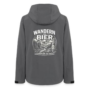 Wandern und Bier Berg Abenteuer - Frauen Recycelte Softshelljacke von Stanley/Stella - Anthrazit - Hinten - AI Model Female 172 light (172cm)