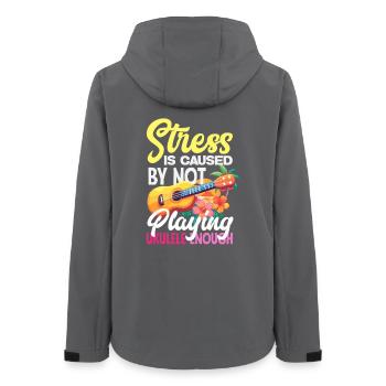 Stress Is Caused By Not Playing Ukulele Lustig - Frauen Recycelte Softshelljacke von Stanley/Stella - Anthrazit - Hinten - AI Model Female 172 light (172cm)