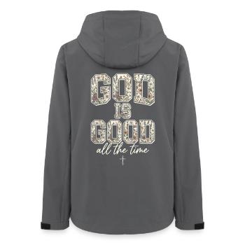 Gott ist immer gut Christ - Frauen Recycelte Softshelljacke von Stanley/Stella - Anthrazit - Hinten - AI Model Female 172 light (172cm)