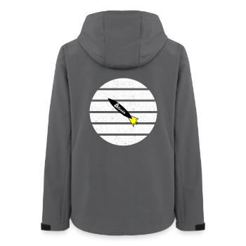 Krypto Rakete im Streifenkreis - Frauen Recycelte Softshelljacke von Stanley/Stella - Anthrazit - Hinten - AI Model Female 172 light (172cm)