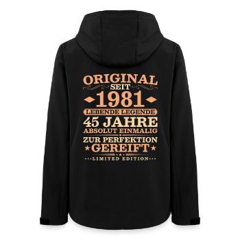 1981 Jahrgang 45 Jahre Absolut Einmalig - Frauen Recycelte Softshelljacke von Stanley/Stella - Schwarz - Hinten - AI Model Female 172 light (172cm)