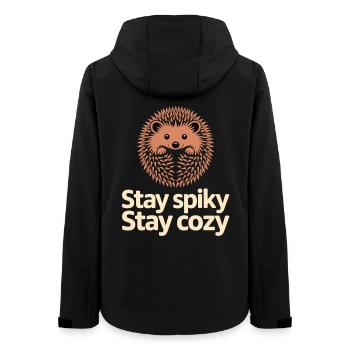Hedgehog Motif Stay Spiky Stay Cozy - Women’s Recycled Softshell Jacket by Stanley/Stella - black - Back - AI Model Female 172 light (172cm)