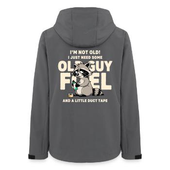 Waschbär-Treibstoff-Meme-Tee - Frauen Recycelte Softshelljacke von Stanley/Stella - Anthrazit - Hinten - AI Model Female 172 light (172cm)