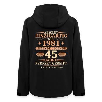 45. Geburtstag Einzigartig Jahrgang 1981 - Frauen Recycelte Softshelljacke von Stanley/Stella - Schwarz - Hinten - AI Model Female 172 light (172cm)