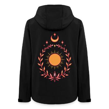 Mittsommer Sonne – Boho Litha Design - Frauen Recycelte Softshelljacke von Stanley/Stella - Schwarz - Hinten - AI Model Female 172 light (172cm)
