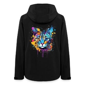 Ägyptisches Mau-Katzengesicht Farbenfrohe Splash-Art - Frauen Recycelte Softshelljacke von Stanley/Stella - Schwarz - Hinten - AI Model Female 172 light (172cm)