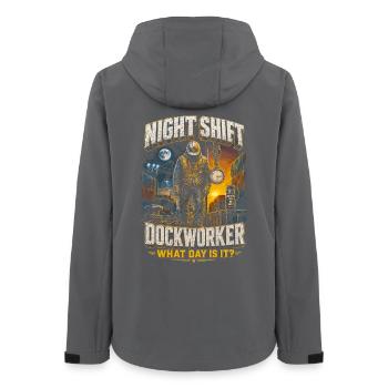 Hafenarbeiter Night Shift Dockworker - Women’s Recycled Softshell Jacket by Stanley/Stella - anthracite - Back - AI Model Female 172 light (172cm)