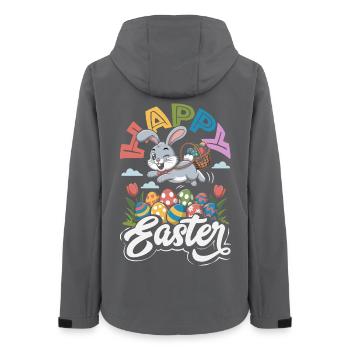 Joyeuse Pâques, douce chasse aux œufs du lapin, œufs de Pâques - Veste softshell femme recyclée Stanley/Stella - charbon - Dos - AI Model Female 172 light (172cm)