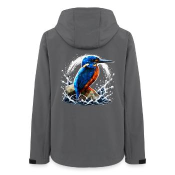 Low-Poly-Eisvögel-Design - Frauen Recycelte Softshelljacke von Stanley/Stella - Anthrazit - Hinten - AI Model Female 172 light (172cm)
