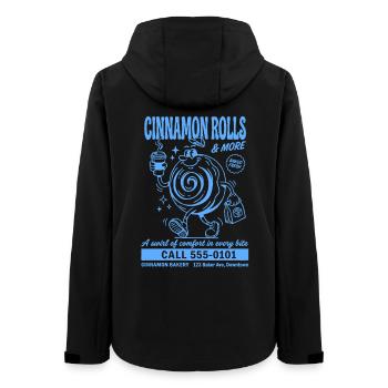 Retro Cinnamon Roll Bakery - Women’s Recycled Softshell Jacket by Stanley/Stella - black - Back - AI Model Female 172 light (172cm)