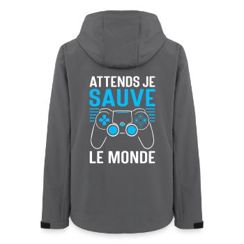 Gamer Jeux Vidéo Cadeau humour personnalisé - Veste softshell femme recyclée Stanley/Stella - charbon - Dos - AI Model Female 172 light (172cm)