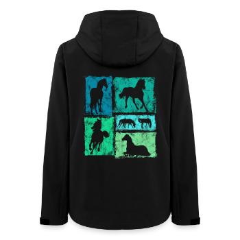 Pferde Retro Grafik für Reiter und Voltigierer - Frauen Recycelte Softshelljacke von Stanley/Stella - Schwarz - Hinten - AI Model Female 172 light (172cm)