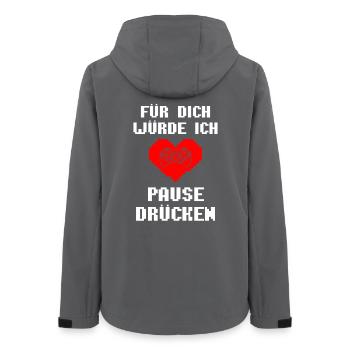 Für Dich Würde Ich Pause Drücken Gamer-Romantik - Frauen Recycelte Softshelljacke von Stanley/Stella - Anthrazit - Hinten - AI Model Female 172 light (172cm)