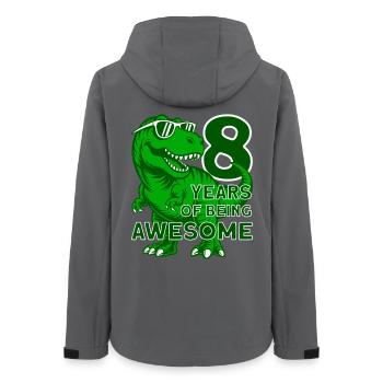 DINO 8 JAHRE DINOSAURIER 8. GEBURTSTAG - Frauen Recycelte Softshelljacke von Stanley/Stella - Anthrazit - Hinten - AI Model Female 172 light (172cm)
