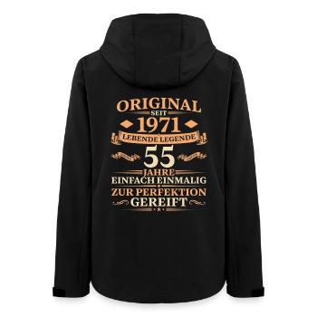 55. Geburtstag Jahrgang 1971 Geschenk - Frauen Recycelte Softshelljacke von Stanley/Stella - Schwarz - Hinten - AI Model Female 172 light (172cm)