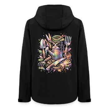 Outils Jardinage Aquarelle Multicolore Splash Art - Veste softshell femme recyclée Stanley/Stella - noir - Dos - AI Model Female 172 light (172cm)