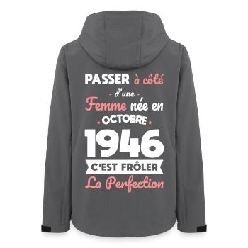 Anniversaire 80 ans - Née en Octobre 1946 - Veste softshell femme recyclée Stanley/Stella - charbon - Dos - AI Model Female 172 light (172cm)