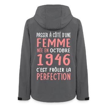 Anniversaire 80 ans - Née en Octobre 1946 - Veste softshell femme recyclée Stanley/Stella - charbon - Dos - AI Model Female 172 light (172cm)