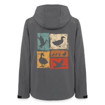 Ducks Collage - Retro Artwork - Farm - Women’s Recycled Softshell Jacket by Stanley/Stella - anthracite - Back - AI Model Female 172 light (172cm)