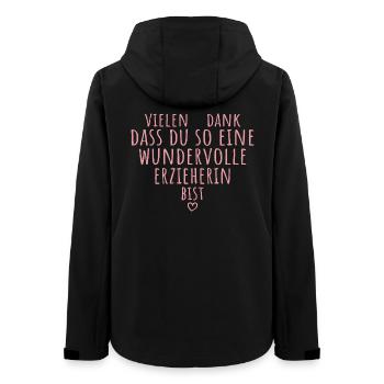 Beste Erzieherin Herz Dankeschön Kindergärtnerin - Frauen Recycelte Softshelljacke von Stanley/Stella - Schwarz - Hinten - AI Model Female 172 light (172cm)