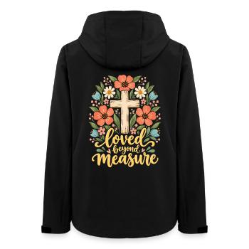 Über Maße geliebte christliche Frauen Jesus Floral - Frauen Recycelte Softshelljacke von Stanley/Stella - Schwarz - Hinten - AI Model Female 172 light (172cm)