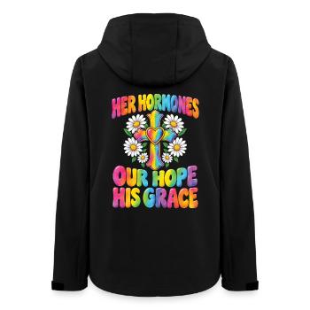 Christliche Wechseljahre, ihre Hormone, unsere Hoffnung, sein Grac - Frauen Recycelte Softshelljacke von Stanley/Stella - Schwarz - Hinten - AI Model Female 172 light (172cm)