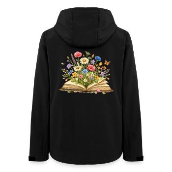 Wildflower Book Illustration - Floral Book Art - Women’s Recycled Softshell Jacket by Stanley/Stella - black - Back - AI Model Female 172 light (172cm)