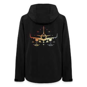 Flugzeuge Grafik Retro - Frauen Recycelte Softshelljacke von Stanley/Stella - Schwarz - Hinten - AI Model Female 172 light (172cm)