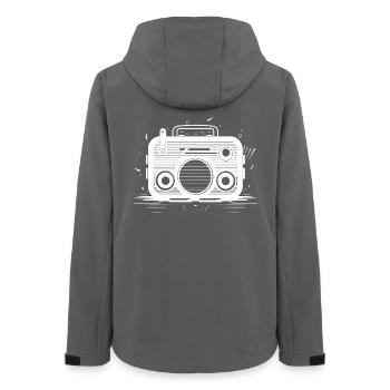 Oldschool Radio Sketch - Women’s Recycled Softshell Jacket by Stanley/Stella - anthracite - Back - AI Model Female 172 light (172cm)