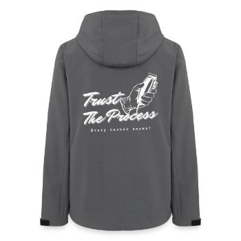 Funny Barber Trust The Process Clipper Shaving Tee - Women’s Recycled Softshell Jacket by Stanley/Stella - anthracite - Back - AI Model Female 172 light (172cm)