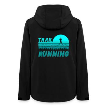 Trail running in the blue sunset with mountains - Women’s Recycled Softshell Jacket by Stanley/Stella - black - Back - AI Model Female 172 light (172cm)