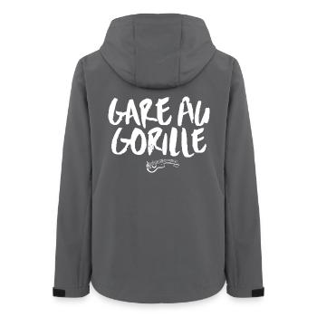 Gitarre Vorsicht vor der Gorilla-Song-Musik - Frauen Recycelte Softshelljacke von Stanley/Stella - Anthrazit - Hinten - AI Model Female 172 light (172cm)