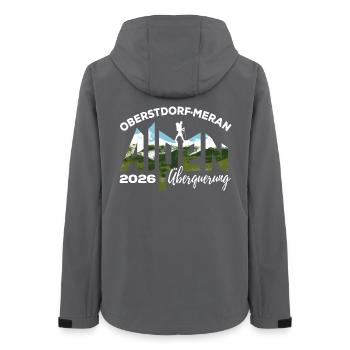 Alpenüberquerung 2026, Oberstdorf Meran, Wandern - Frauen Recycelte Softshelljacke von Stanley/Stella - Anthrazit - Hinten - AI Model Female 172 light (172cm)