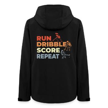 Laufen Dribbeln Punkten Wiederholen - Frauen Recycelte Softshelljacke von Stanley/Stella - Schwarz - Hinten - AI Model Female 172 light (172cm)