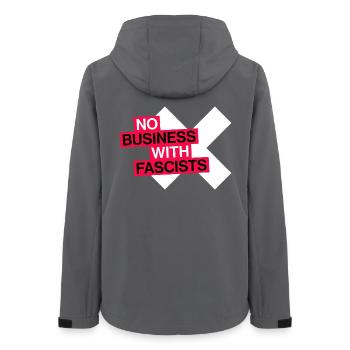 NO BUSINESS WITH FASCISTS - Women’s Recycled Softshell Jacket by Stanley/Stella - anthracite - Back - AI Model Female 172 light (172cm)