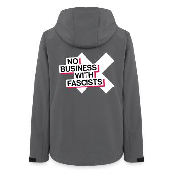 NO BUSINESS WITH FASCISTS - Women’s Recycled Softshell Jacket by Stanley/Stella - anthracite - Back - AI Model Female 172 light (172cm)