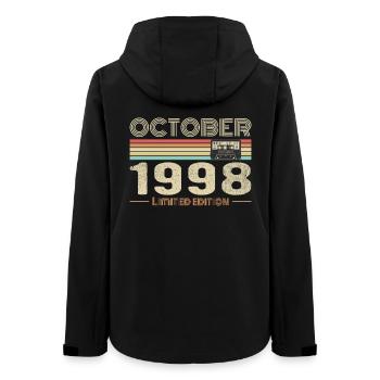 Geburtstag Oktober 1998 - Frauen Recycelte Softshelljacke von Stanley/Stella - Schwarz - Hinten - AI Model Female 172 light (172cm)