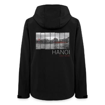 Panorama vintage de la ville de Hanoï au Vietnam - Veste softshell femme recyclée Stanley/Stella - noir - Dos - AI Model Female 172 light (172cm)