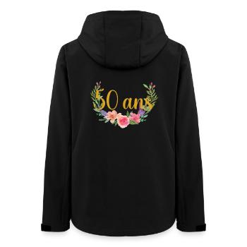 age anniversaire fleurs 50 ans - Veste softshell femme recyclée Stanley/Stella - noir - Dos - AI Model Female 172 light (172cm)