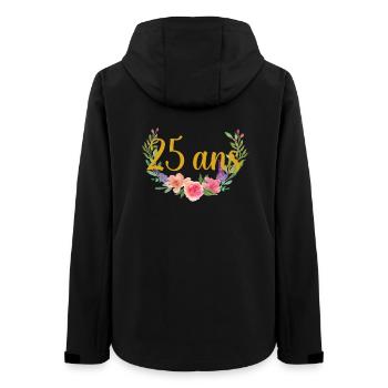 fleurs anniversaire 25ans - Veste softshell femme recyclée Stanley/Stella - noir - Dos - AI Model Female 172 light (172cm)