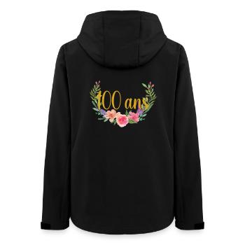 Anniversaire fleurs 100 ans - Veste softshell femme recyclée Stanley/Stella - noir - Dos - AI Model Female 172 light (172cm)