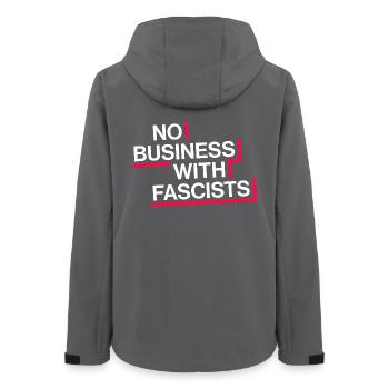 NO BUSINESS WITH FASCISTS - Women’s Recycled Softshell Jacket by Stanley/Stella - anthracite - Back - AI Model Female 172 light (172cm)